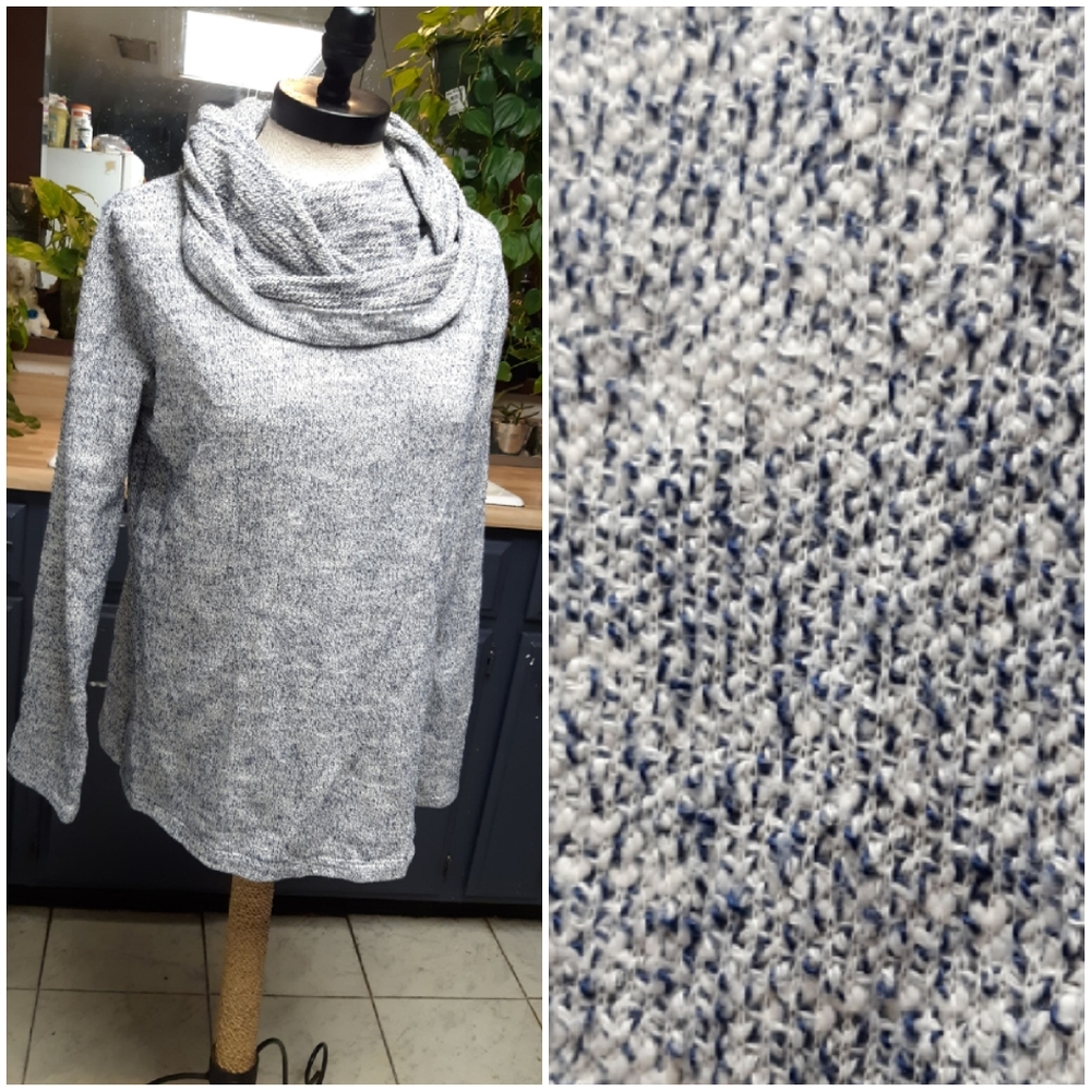 Womens Sweater Sz Large Beautiful Gray Cowl Neck Knit Winter gray crochet